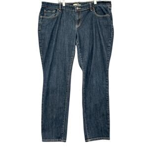 Old Navy The Diva Blue Denim Contrast Stitching Straight Leg Jeans Size 16 Short